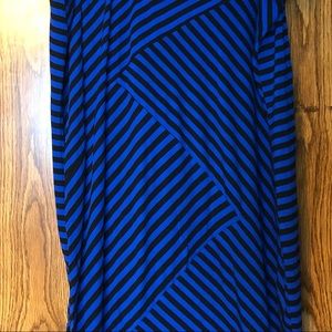 Soft maxi skirt with blue and black strips